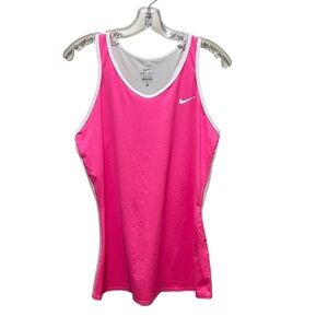Nike Dri-FIT Mesh Racerback Athletic Tank Top Pink White Women’s Size Large